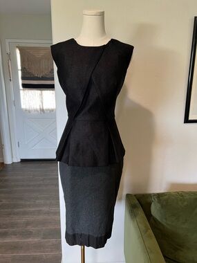 Finders Keepers Black Textured Peplum Tunic